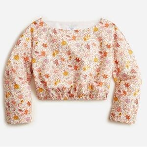 J.Crew NWT Bell-sleeve organic cotton Liberty fabric cropped top sz L